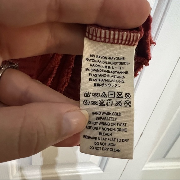 We the Free Lover Ribbed Thermal Long Sleeve Rust Burnt Orange Size Small Top - Picture 7 of 10